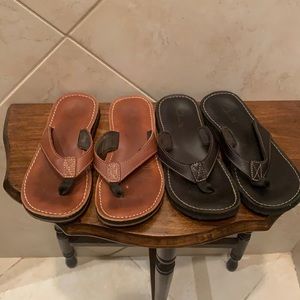 2 Pair of Clarks Real Leather Flip Flops Size 5